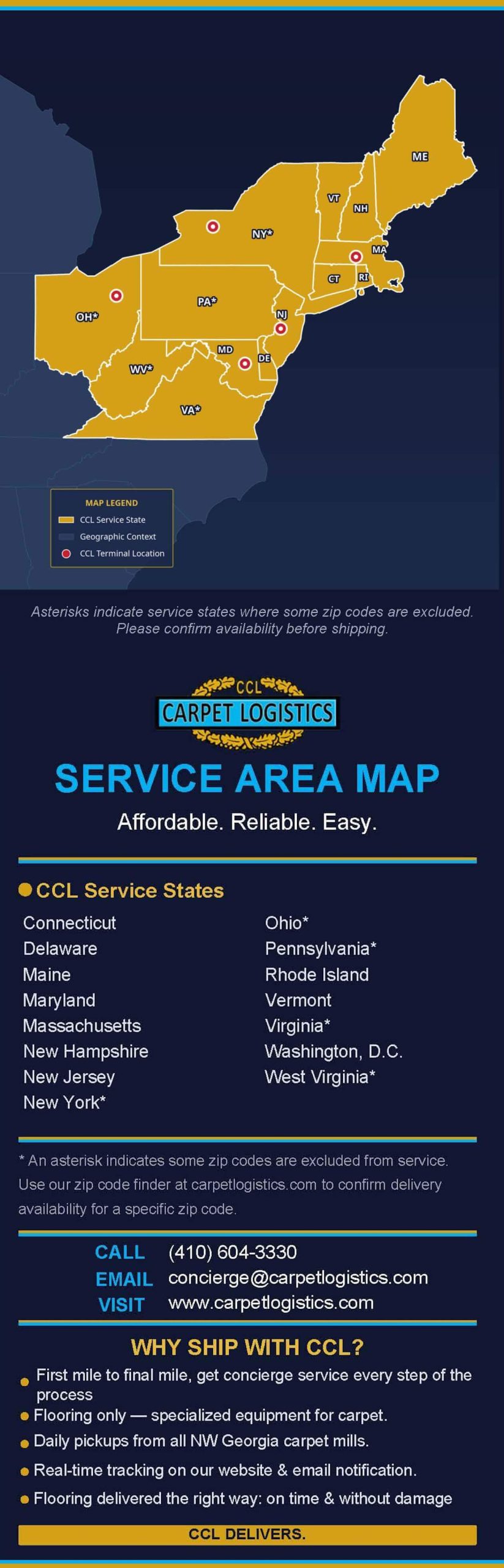Carpet Logistics - Where Do We Deliver Map (vertical, updated 2026) Carpet Logistics - Where Do We Deliver Map (vertical, updated 2026)